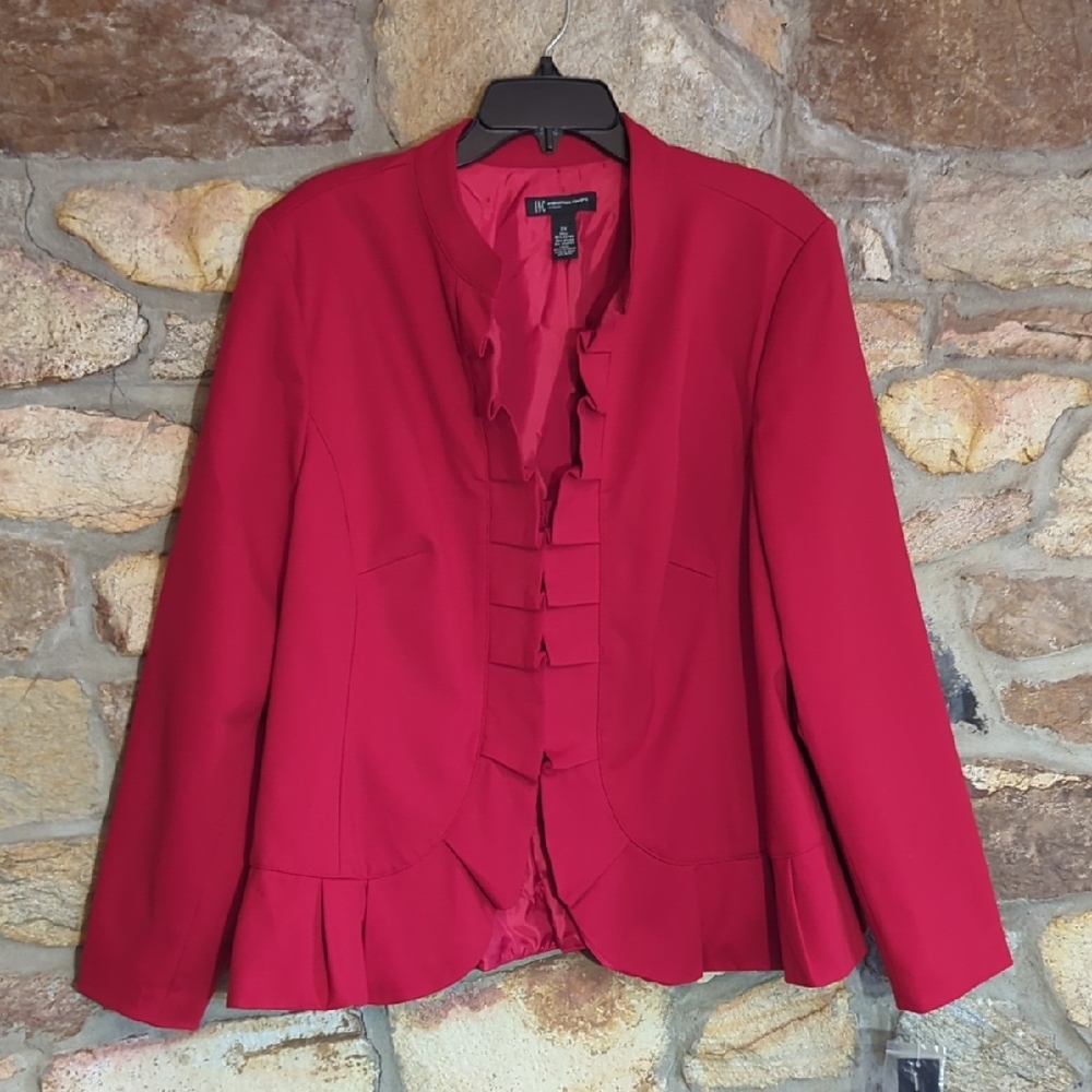 INC Opulent Glamorous Red Ruffled Jacket